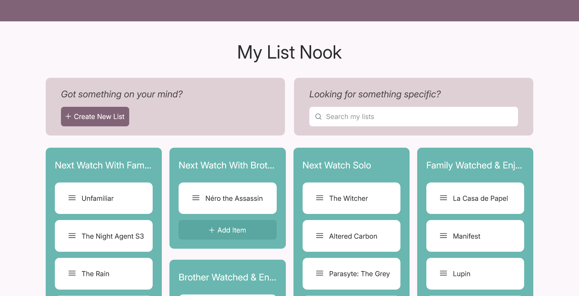 ListNook (Vue.js) homepagina